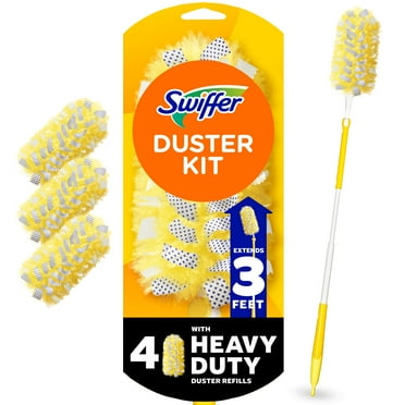 Swiffer Duster Kit with 3 ft Extendable Handle, Heavy Duty Dusting Starter Kit with, For Ceiling Fans, Vents and Hard to Reach Places