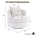 thumbnail image 6 of Ebello Swivel Accent Chair, 360° Round Swivel Barrel Chair with Pillow, Widened Upholstered, Lamb Wool Fabric Detachable Cushion for Living Room, White, 6 of 10