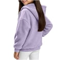 thumbnail image 5 of Lutiedan Zip up Sherpa Jacket for Girls Fuzzy Fleece Hooded Warm Outerwear Lightweight Casual Winter Coat with Pockets Size 5-15,Purple, 5 of 7