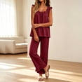 thumbnail image 5 of Lmueinov Womens Pajamas Set 2 Piece Ruffle Pajama Soft Tank Tops and Long Wide Pants Pocket Sleepwear Lounge Sets for Women Set Sleeveless, S-2XL, 5 of 8