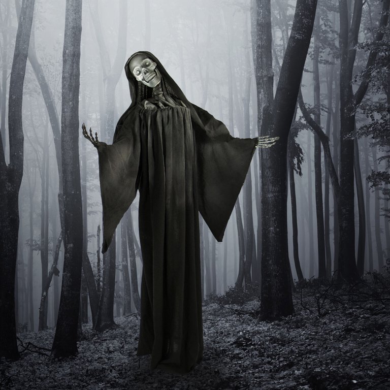 Haunted Hill Farm 5.25 ft Talking Reaper, Indoor/Outdoor Halloween