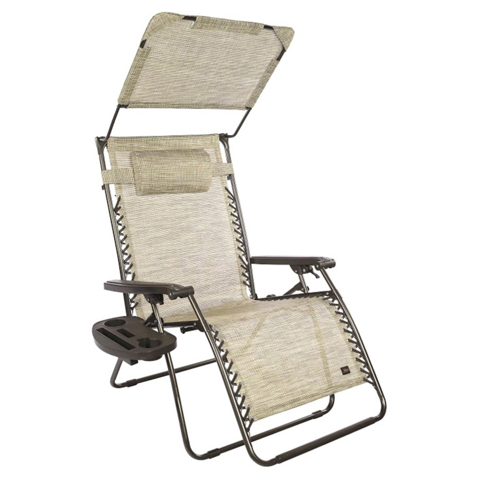 Bliss Hammocks 33 Inch Reclining Zero Gravity Chair with Canopy Blue Flowers
