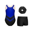 thumbnail image 3 of Aislor Kids Girls Sleeveless Gymnastics Leotards with Athletic Shorts and Hair Band Ballet Dance Outfits Royal Blue 12, 3 of 7