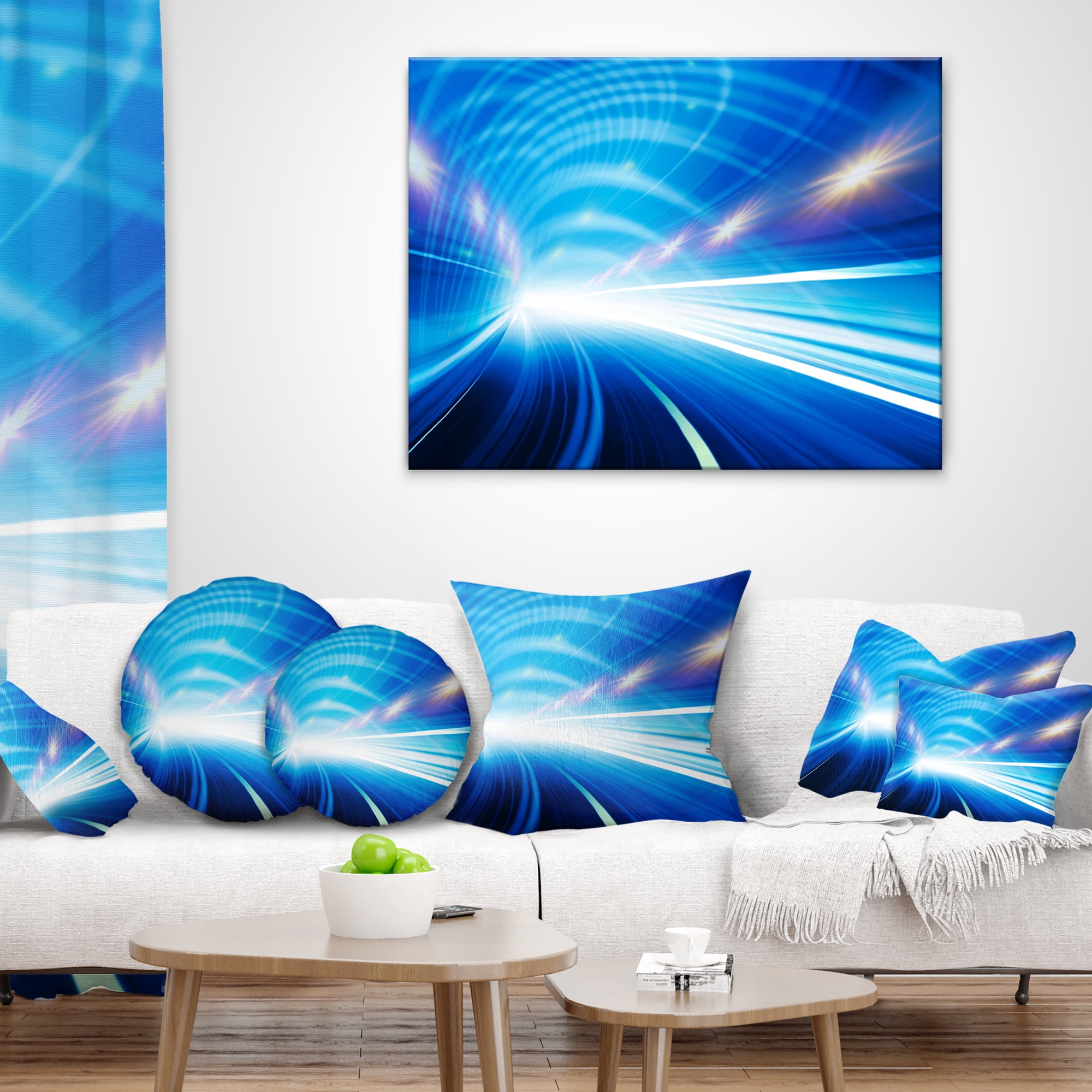 Designart Speed Motion in Highway Tunnel - Abstract Throw Pillow - 18x18