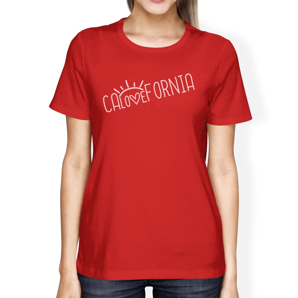 Calovefornia Womens Red TShirt Crew Neck Cotton Graphic Tee Shirt
