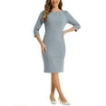 thumbnail image 2 of INSPIRE CHIC Women's Vintage Dress 3/4 Sleeve Wear-to-Work Sheath Dresses XS Grey, 2 of 6