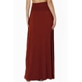 thumbnail image 2 of TheMogan Women's Casual Lounge Solid Foldable High Waist Draped Jersey Relaxed Long Maxi Skirt Brick M, 2 of 7