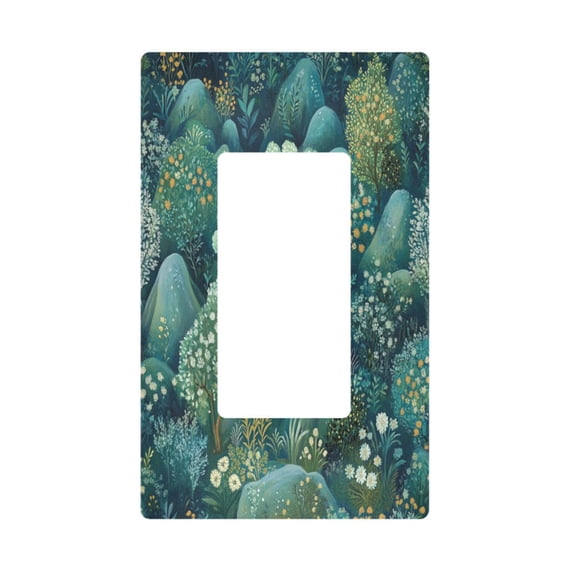 Yayeee Rocker Switch Wall Plate 1-Gang 4.6"x2.9" Home Decorative Outlet Cover, Green Forest Pattern