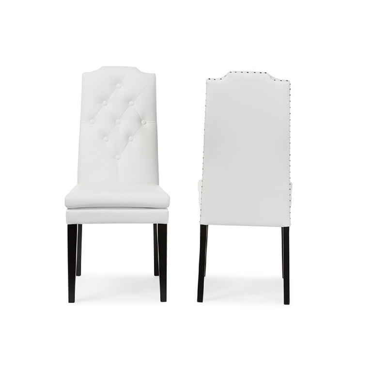 Baxton Studio Dylin Modern and Contemporary Black Faux Leather Button-Tufted Nail heads Trim Dining Chair - Set of 2 Baxton Studio Dylin Modern and Contemporary Black Faux Leather Button-Tufted Nail heads Trim Dining Chair - Set of 2