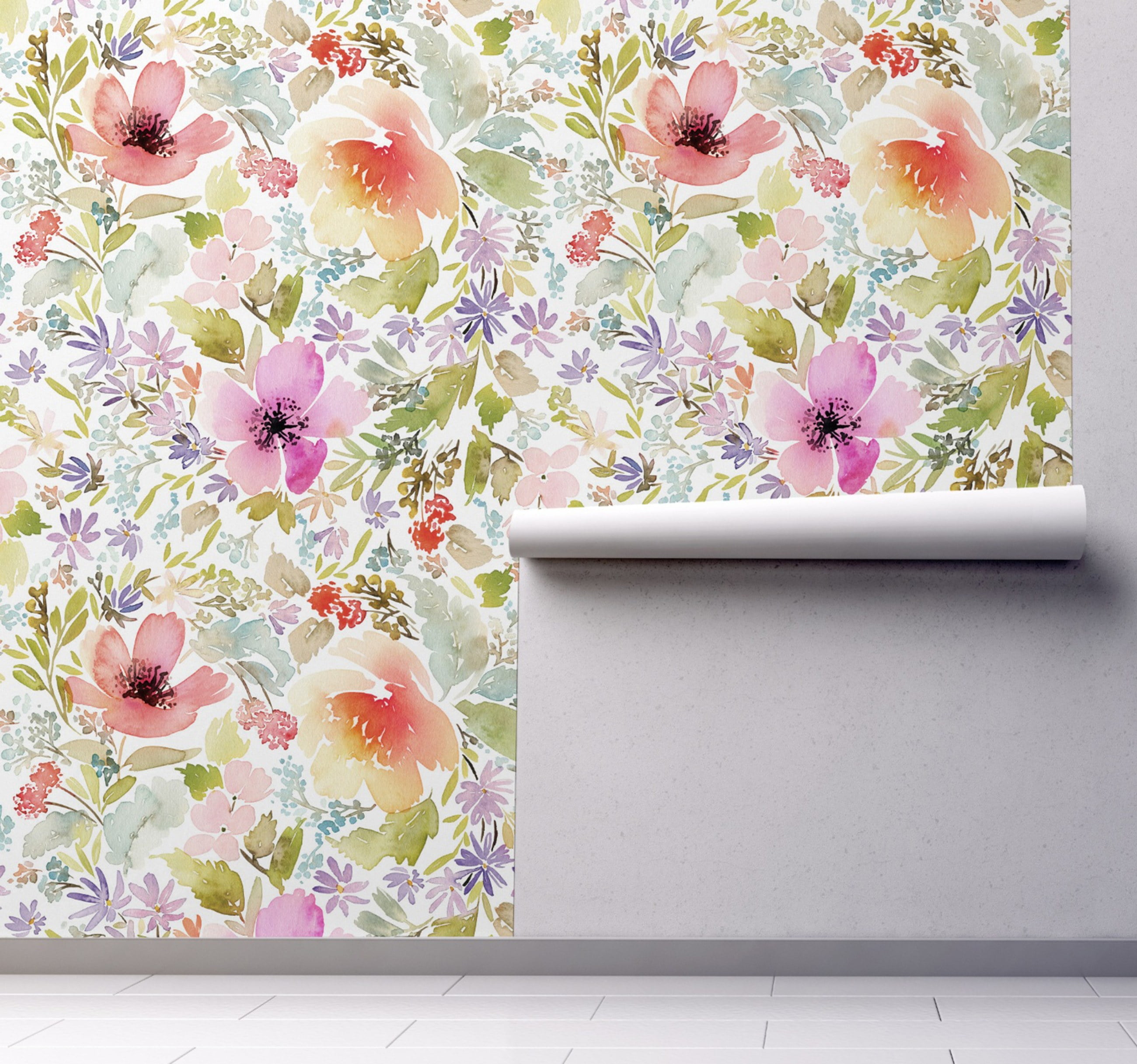 GP5041V9 Grace & Gardenia Watercolor Wildflowers Premium Peel and Stick Vinyl Wallpaper Panel Green Pink Purple 26 inch Wide x 9 Ft Long GP5041V9 Grace & Gardenia Watercolor Wildflowers Premium Peel and Stick Vinyl Wallpaper Panel Green Pink Purple 26 inch Wide x 9 Ft Long