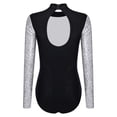 thumbnail image 4 of vastwit Women's Sequin Long Sleeve Gymnastic Leotard Contrast Color Figure Skating Bodysuit Dance Tops White XXL, 4 of 5