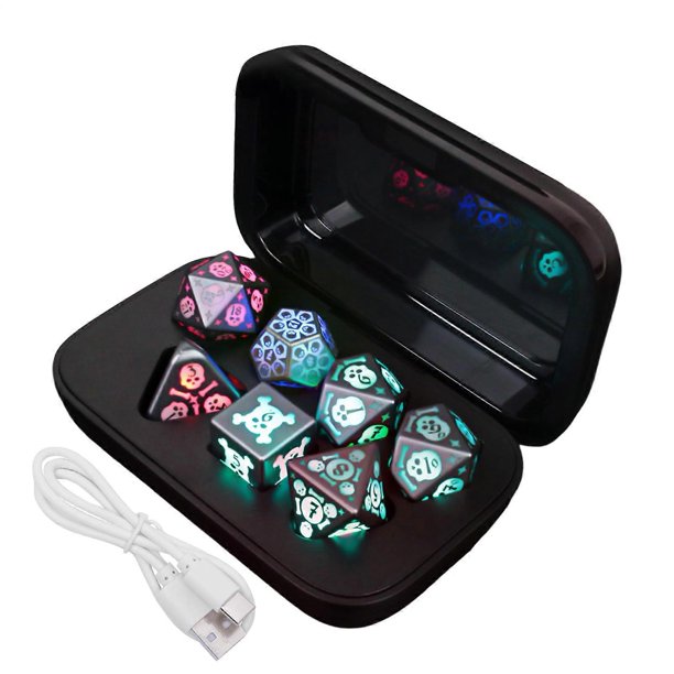 Luminous LED Dice Electronic Flashing Cube Set with 15 Seconds Light Show 25 mAh Battery for 6 Hours of Game Play for Role Play, Parties