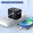 thumbnail image 3 of Adaptador de viaje Adaptador universal con 4 enchufes USB + Tipo C+ AC Adaptador de viaje internacional universal Mundo para Reino Unido EE. UU. UE AUS China Australia Tailandia Asia Más de 180, 3 of 5