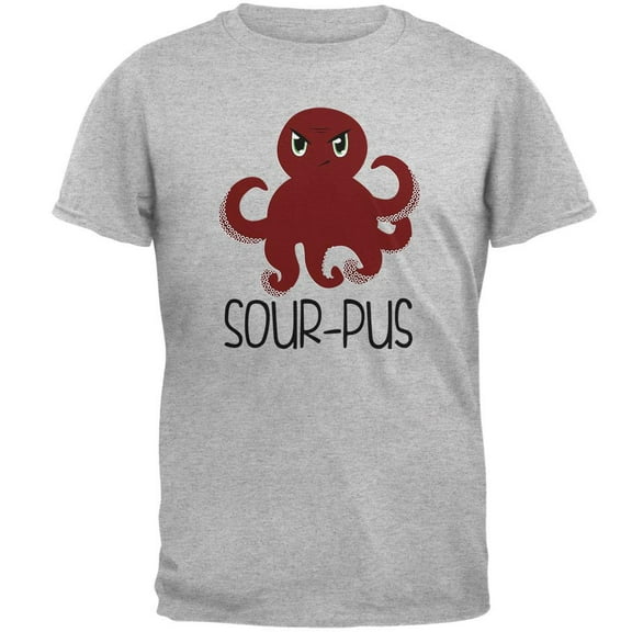 Octopus Sourpuss Funny Cute Mens T Shirt Heather X-LG