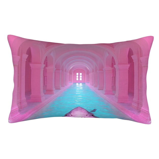 Balery Pink Shark Pool Fantasy Funda de Cojín Estampada, Regalos para Mujeres, Regalos de Amor para Ella, Regalos para Novia o Esposa, Funda de Almohada-20"x30"