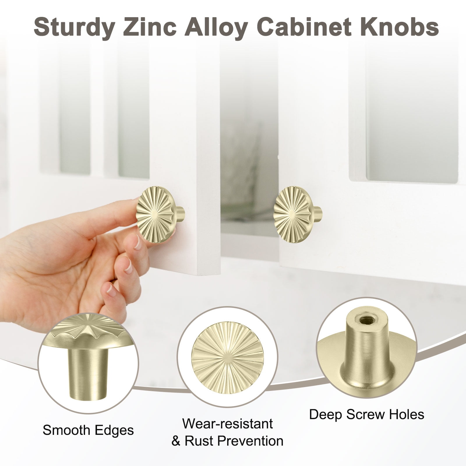 Uxcell 10-Pack Dark Gold Cabinet Knobs, 1.46" Kitchen Cabinet Pulls Zinc Alloy Round Cupboard Drawers Hardware