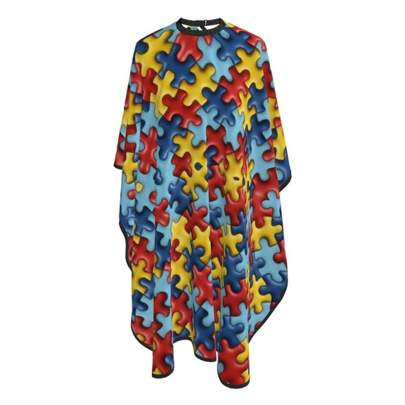 Autism Awareness Puzzle Piece Barber Cape Adjustable Hair Cutting Salon Cape for Unisex, Perfect for Men Women 66”× 55”