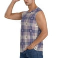 thumbnail image 3 of Balery Purple Floral Gingham Check Plaid Men's Sleeveless Muscle Shirts Workout Tank Top, Moisture Wicking, Odor Protection-Medium, 3 of 8