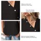 thumbnail image 4 of Camisa de manga corta superior para mujer Cuello irregular Dobladillo curvado Botón de blusa Camisa de color puro Negro M, 4 of 5