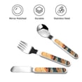 thumbnail image 3 of Gaeub Serene Ocean Sunset Print 3-Piece Children Knife Spoon Fork Set,Stainless Steel Child Flatware Set,Kids Utensils Set with Case for Lunch Box (Fork Spoon Knife Combo), 3 of 8