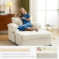 thumbnail image 6 of FFH Oversized Chair with Ottoman, Chenille Accent Chair with Ottoman, Comfy Single Sofa Chair with Cup Holders, Charging Ports and Storage Space, Beige, 6 of 13