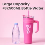 MINISO Barbie Collection 1600mL Steel Tumbler with Straw - Barbie - Themed Large - Capacity Drink Cup