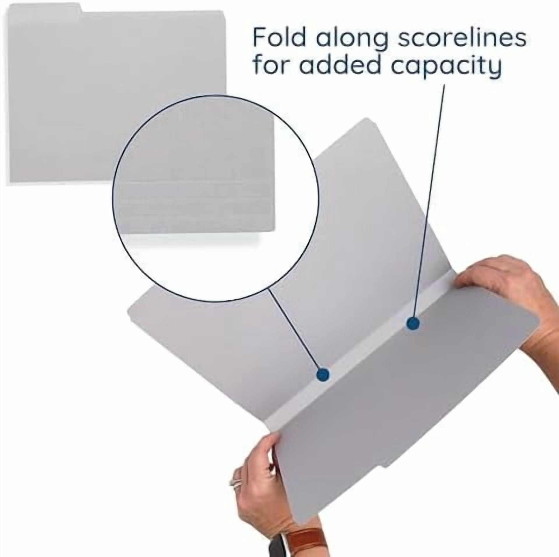 100  Gray File Folders Letter Size - Durable 11pt Grey Folders, 1/3 Cut 3 Tabs Gray Folders, Holds Letter Size Documents