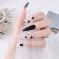 thumbnail image 5 of Prensa negra en uñas, uñas postizas de mariposa, uñas postizas de longitud media, prensa Artificial Extra larga en uñas acrílicas con purpurina, 24 Uds., 5 of 5