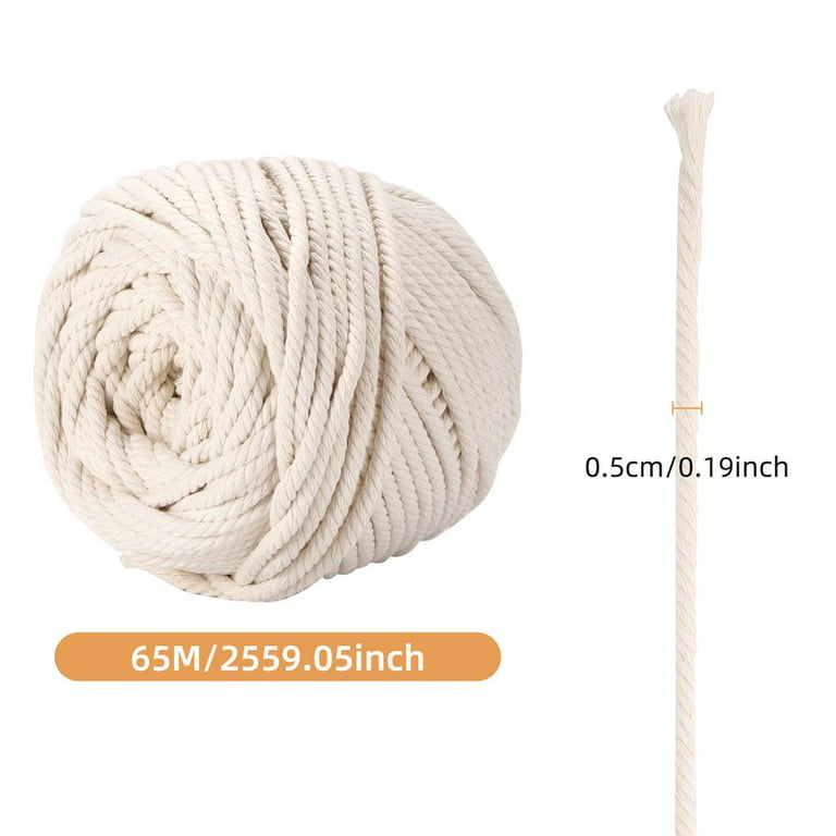 Thinsont Macrame Cord 6mm Natural Macrame Cotton Rope Soft Cotton