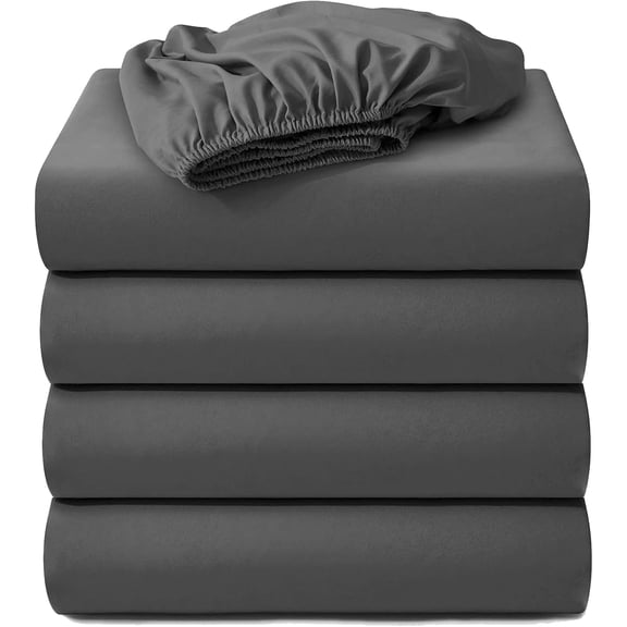 4 Pack Fitted Hospital Bed Sheets with Elastic All Around for a Double Brushed Ultra Soft Breathable 100% Microfiber Sheets, 36” x 84” x 12”