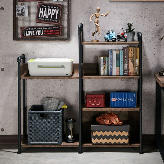 Furniture of America Gaile 6-Shelf Wood Adult Bookcase, Reclaimed Oak