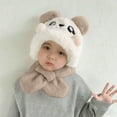 thumbnail image 5 of Sunvit-Panties 2-in-1 Kidss & Kids 1-6 Years Unisex Beige Plush Warm Winter Hat with Scarf, Cute Panda Design with Ear Flaps, Nylon Spandex Cold Weather Accessory,Size 1 T, 5 of 7