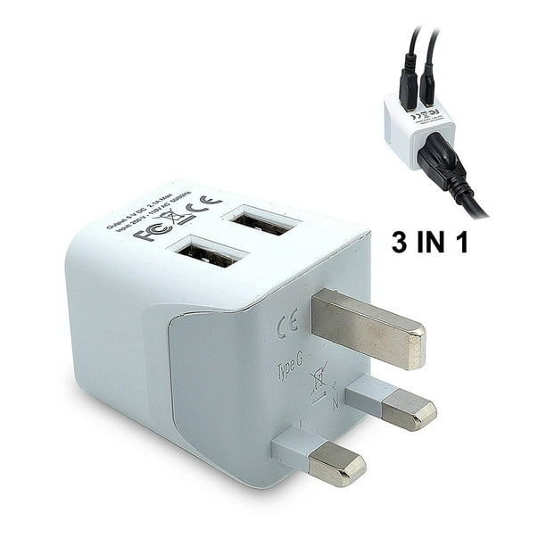 Ceptics CTU7 UK, Dubai, Ireland Travel Adapter Plug Type G Dual
