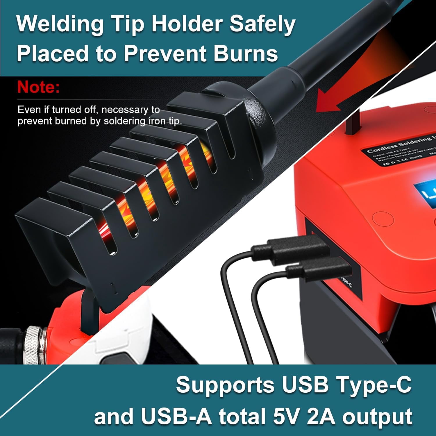 Cordless Soldering Iron Station Tool for Dewalt 20V Max Battery,PortableElectric Fast Heating Up Soldering Iron with USB&Type C for Dewalt DCB203 for DIY,Appliance Repair,Wire Welding(NO Battery)