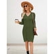 thumbnail image 5 of Vestidos Tipo Suéter Holgados de Otoño con Cuello en V, Larga y por Encima de la Rodilla para Mujer. Verde Oscuro L, 5 of 7