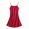 thumbnail image 6 of Oksale Satin Nightgowns for Women Soft Comfort Spaghetti Straps Mini Pajama Dress Casual V Neck Slip Dress for Home Wine, 6 of 7