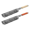 thumbnail image 6 of Shoreew Barbecue Grill Baskets for Meat Vegetables Lockable Grille Rolling BBQ Cage with Wooden Handle Barbecue Net Rack for Shrimp Fish Veggies, 6 of 6