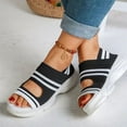 thumbnail image 2 of Woman Sandals Ladies Mid Heel Mesh Slip On Sporty Rubber Toe Covered Platform Sandals Slippers Woman Black 38, 2 of 6