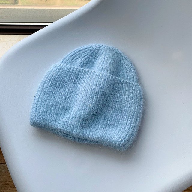 LinYooLi Candy Color Rabbit Hair Knitting Wool Hat, Autumn And Winter Shining Sequins Fashion Matching Caps Melon Skin Hat Fashion