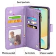 thumbnail image 4 of Compatible with Samsung Galaxy S24 FE 5G Wallet Phone Case and Tempered Glass Screen Protector Flower Faux Leather Flip Credit Card Holder Stand Zipper Cell Cover for S 24 EF S24FE 24S Women Purple, 4 of 8