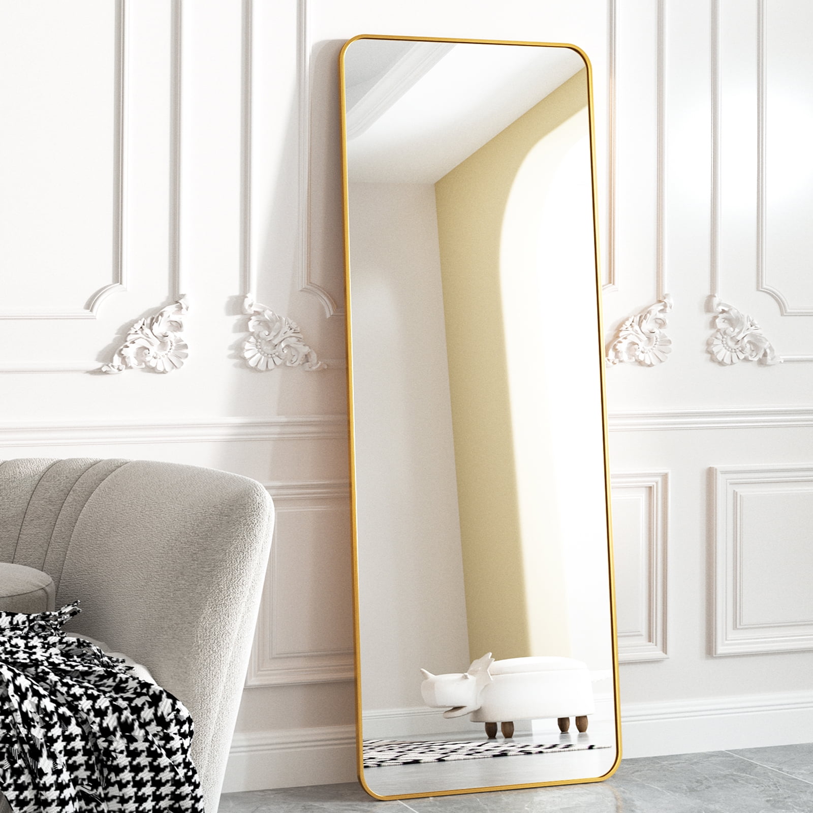 BEAUTYPEAK Full Length Mirror 21x64 Rectangle Floor Mirror with Rounded
