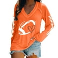 thumbnail image 2 of Orange Long Sleeve Shirts for Women's Football Lover Casual V Neck Long Sleeve T Shirt Fashion Clothing, 2 of 4