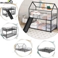 thumbnail image 4 of Bellemave Metal Twin over Twin House Bunk Bed with Guardrail and Ladder and Slide, Black, 4 of 8