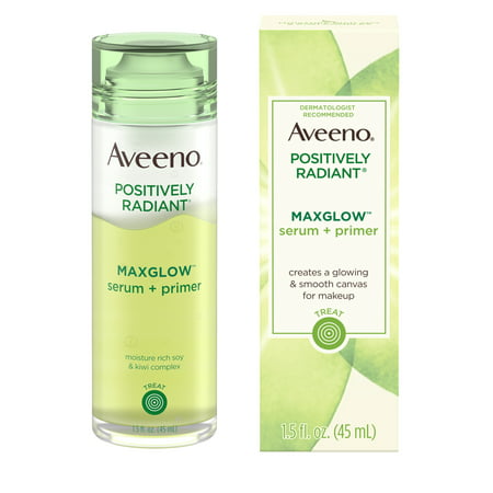 Aveeno Positively Radiant MaxGlow Hydrating Serum + Primer, 1.5 fl. (Best Makeup Primer For African American Skin)