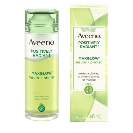 Skin Lightening Serum - Aveeno Positively Radiant MaxGlow Hydrating Serum + Primer, 1.5 fl. oz