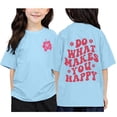 thumbnail image 1 of PMVFHDE Hauts Fille Fille Hauts Décontractés Filles Manches Courtes Hauts Filles T-Shirts Graphiques Hauts Filles T-Shirt Imprimé Col Rond Manches Courtes pour Garçons et Filles Bleu Ciel, 4-5 Ans, 1 of 3