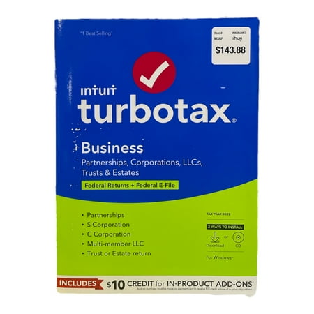 Intuit TurboTax Business CD or Download Federal Returns & E-File, Tax Year 2022