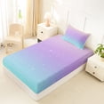 thumbnail image 4 of Erosebridal Starry Sky Twin Sheet Sets for Girl, Cartoon Stars Bedding, Purple Blue, 3 Pieces, 4 of 5