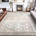 thumbnail image 5 of Machine Washable Ivory Area Rug, Distressed Neutral Medallion Carpet, Non-Slip Low-Pile Rug for Bedroom & Living Room,5'x8', 5 of 8