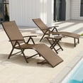 thumbnail image 5 of Crestlive Products Brown Outdoor Folding Patio Chaise Lounge Chair, Aluminum Recliners and Table Set, 5 of 10
